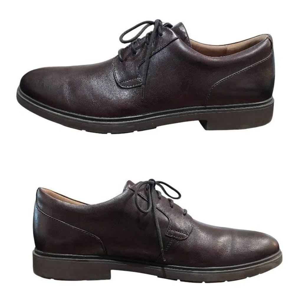 Clarks UnStructured Men's Brown Leather Oxford Shoe  Size 13 M  Office Formal